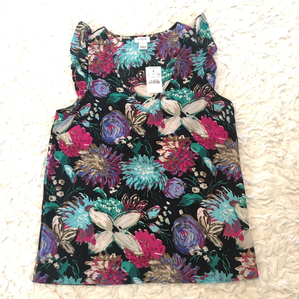 🔹5 for $25🔹 J. Crew Floral Ruffle Tank Top